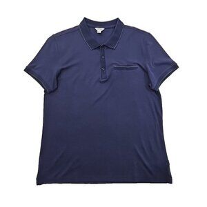 Calvin Klein Slim Fit Polo Tennis Golf Shirt Men's M Navy Blue Short Sleeve EUC